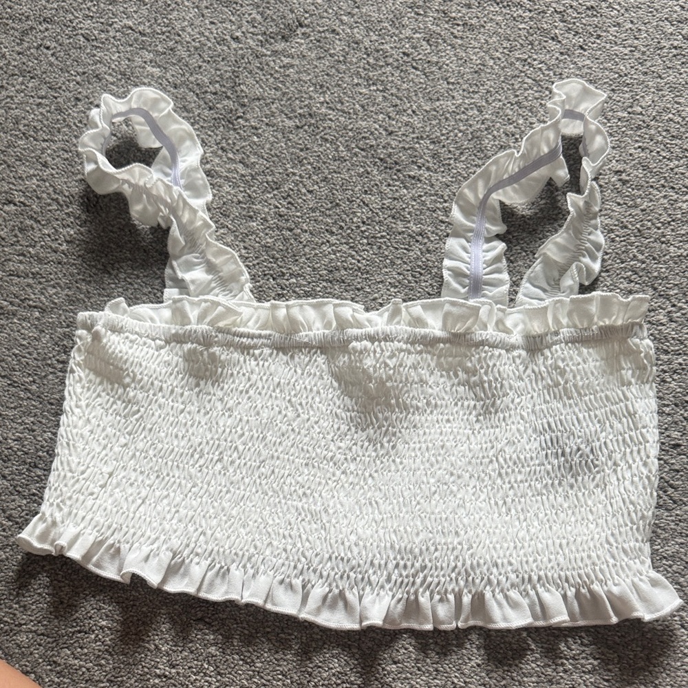 White Ruffled Women's Top
